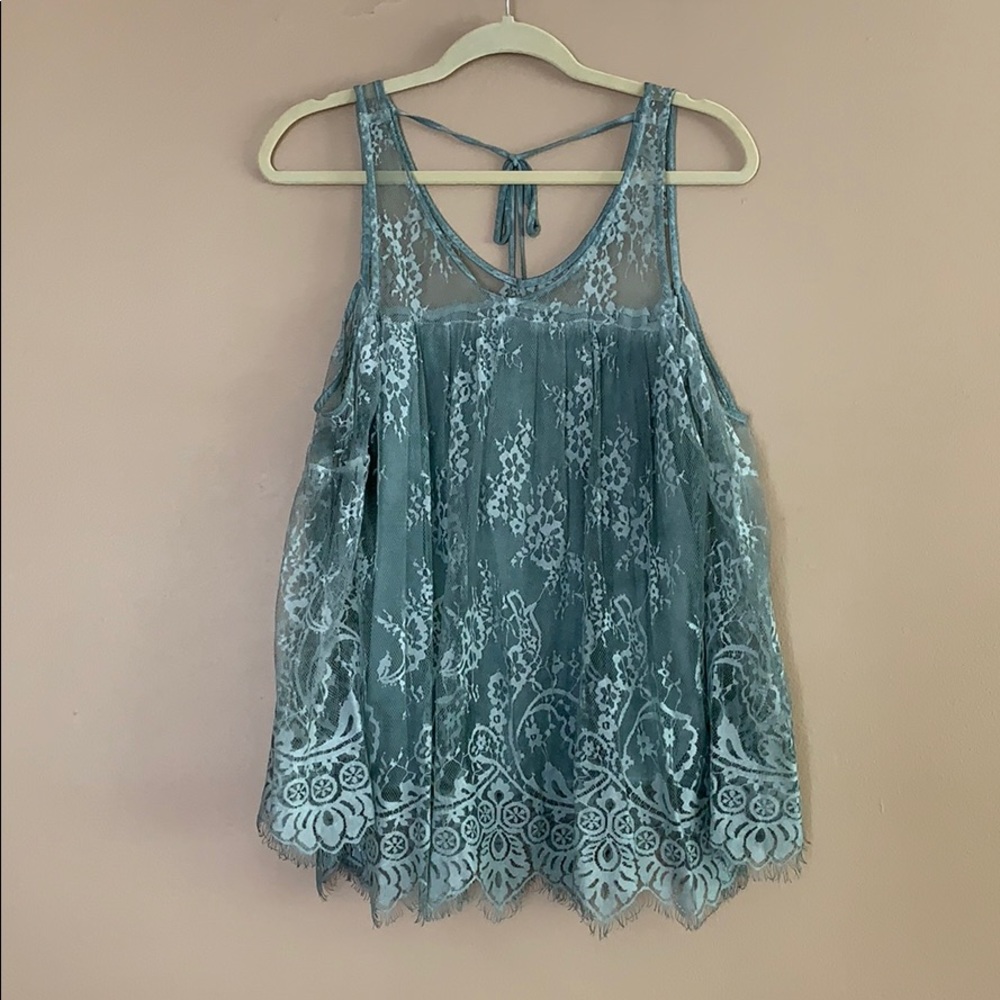 POL cold shoulder lace blouse
